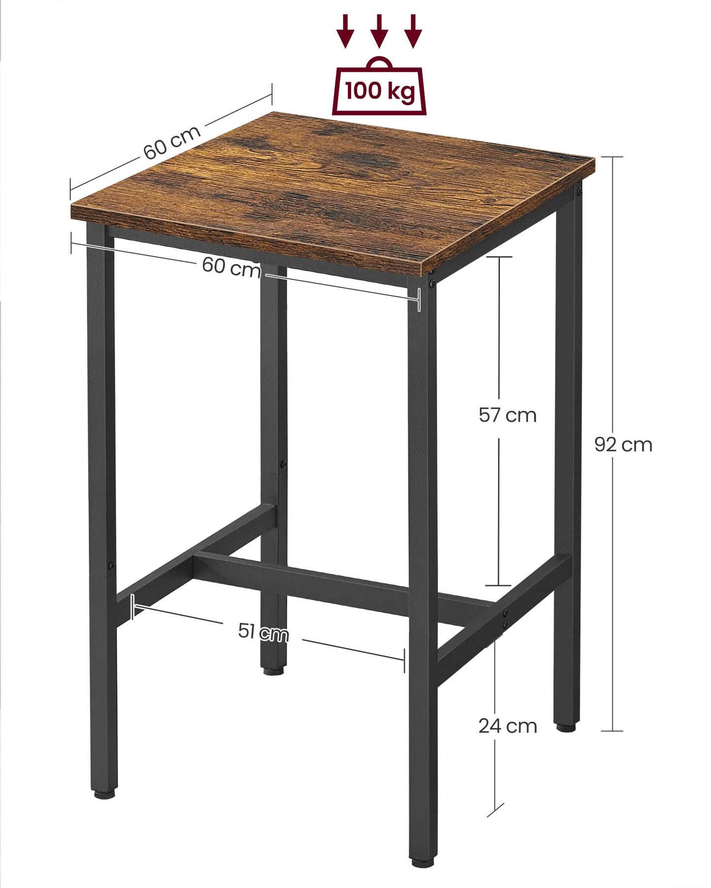 - VASAGLE High Table, Square Bar Table -