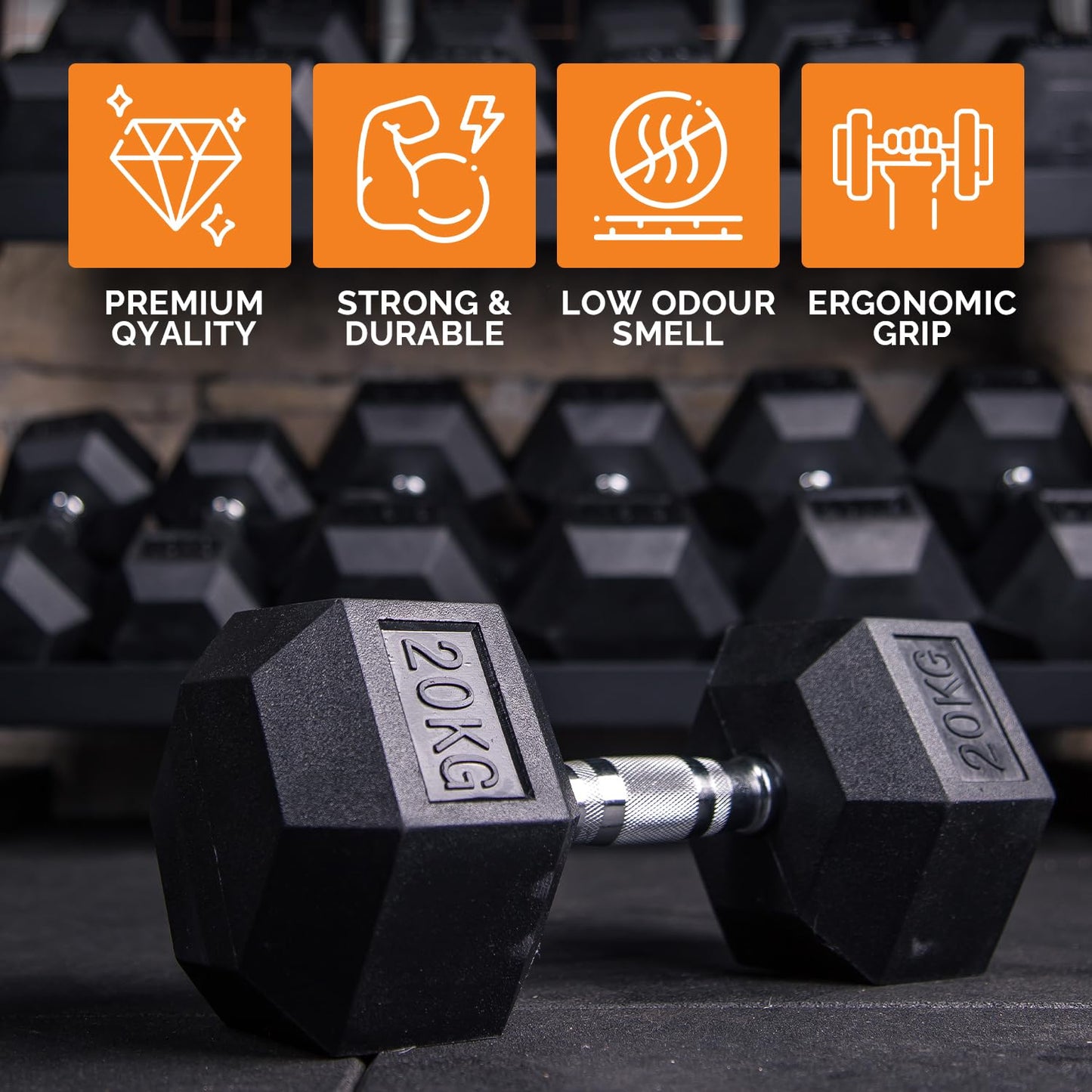 - EXTREME FITNESS® Hex Dumbbell Rubber Weight Sets 1KG - 50KG (2 x 12.5KG) -