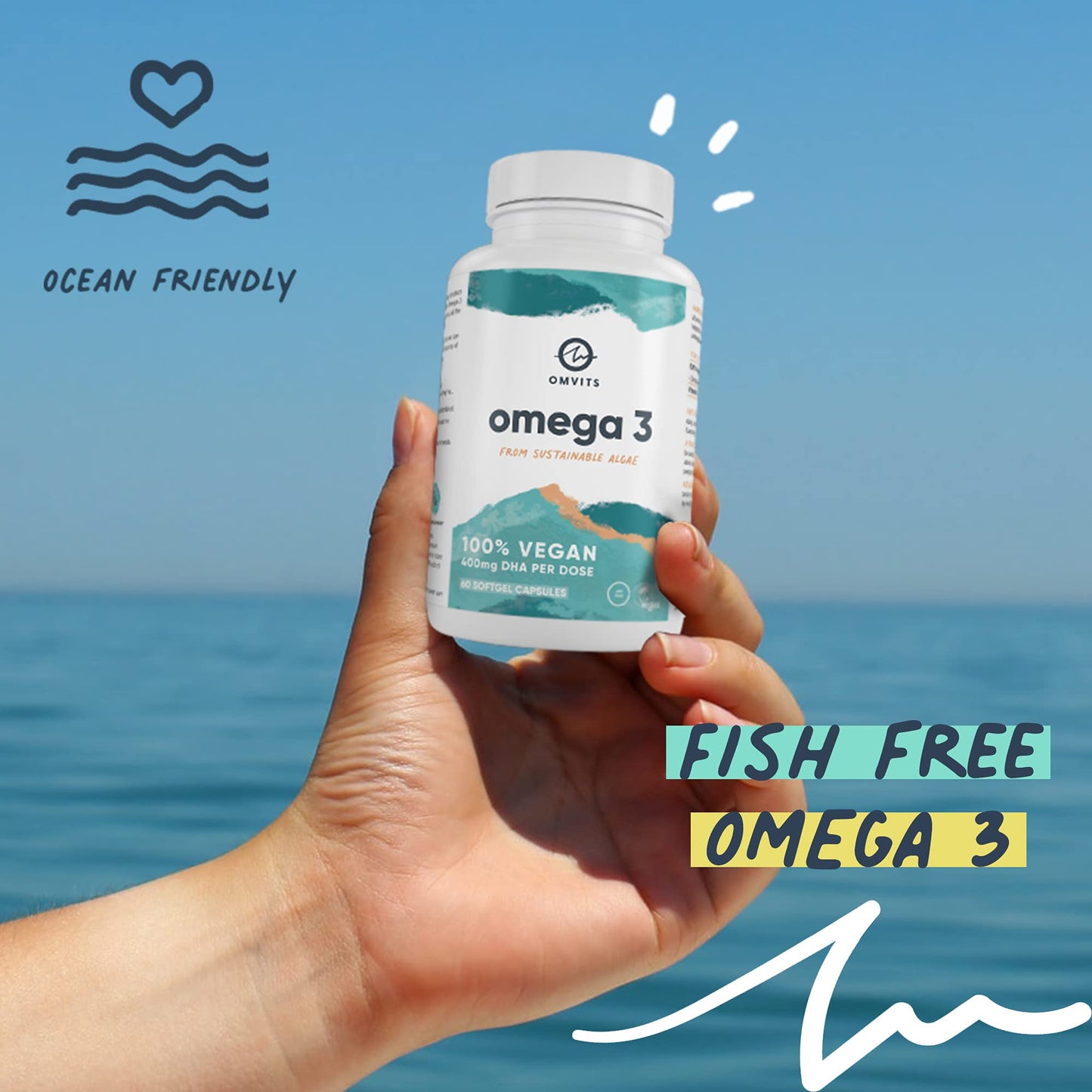 - Omvits Vegan Omega 3 | 60 Softgel Capsules with Vitamin E -