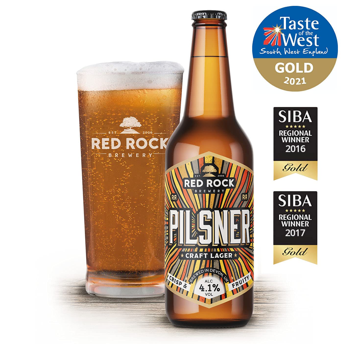 - Red Rock Brewery Craft Pilsner Lager | Case of 12x 500ml Bottles of British Beer -