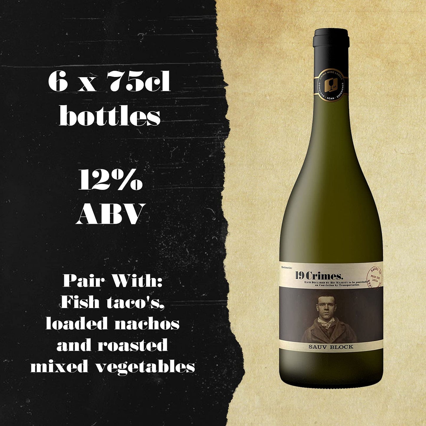 19 Crimes Sauvignon Blanc White Wine, 75cl,Packaging may vary