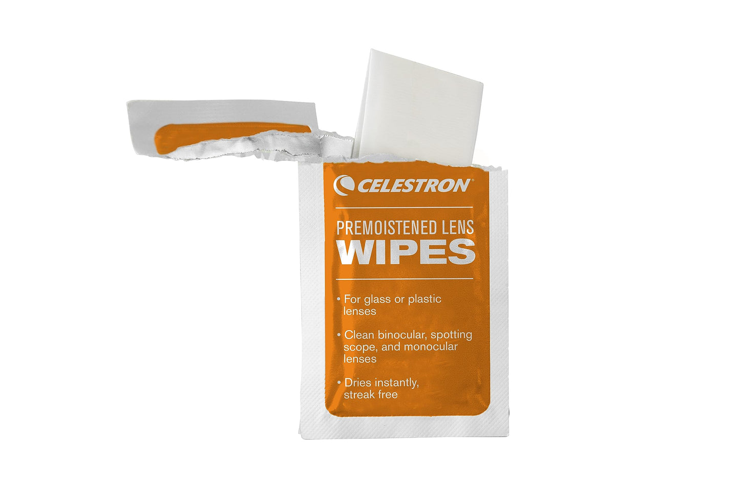 Celestron 93576 Lens Cleaning Kit - Includes 10 x Lens Wipes, Cleaning Fluid, Lens Cloth and Retractable Lens Brush in a Soft Carry Pouch, Black/Orange