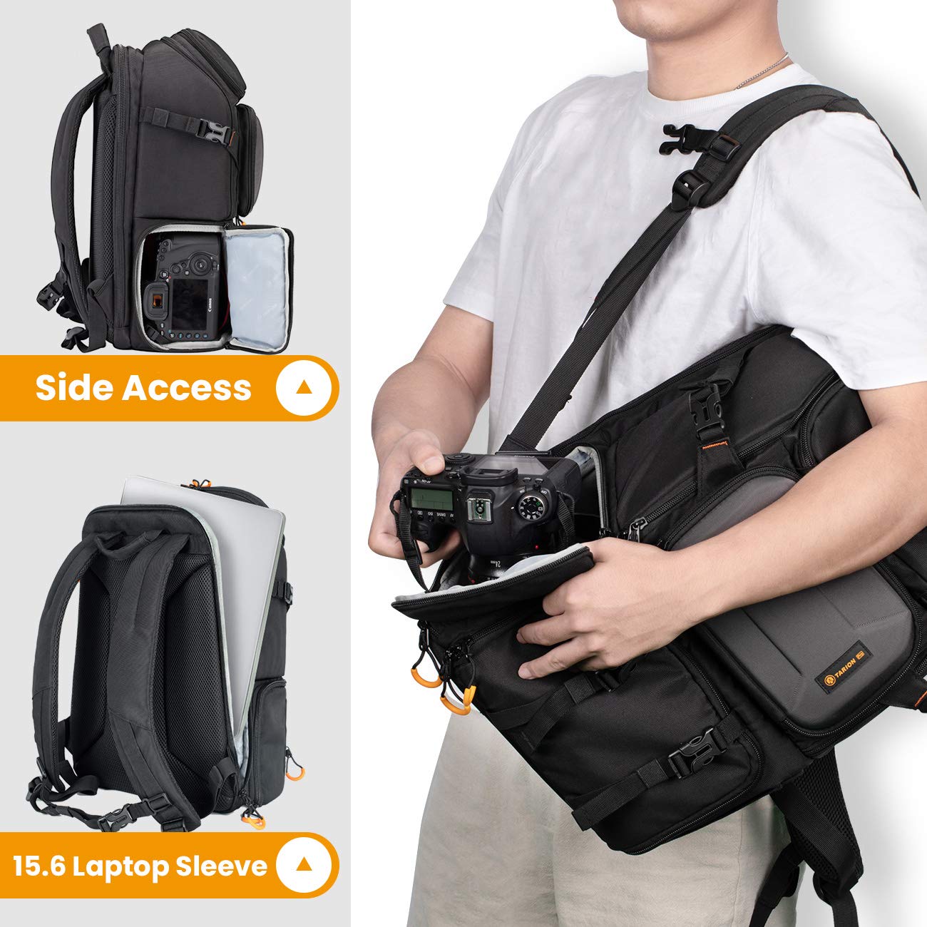 - TARION Camera Backpack, Waterproof Camera Bag with 15'' Laptop Compartment | Professional Photography Backpack -