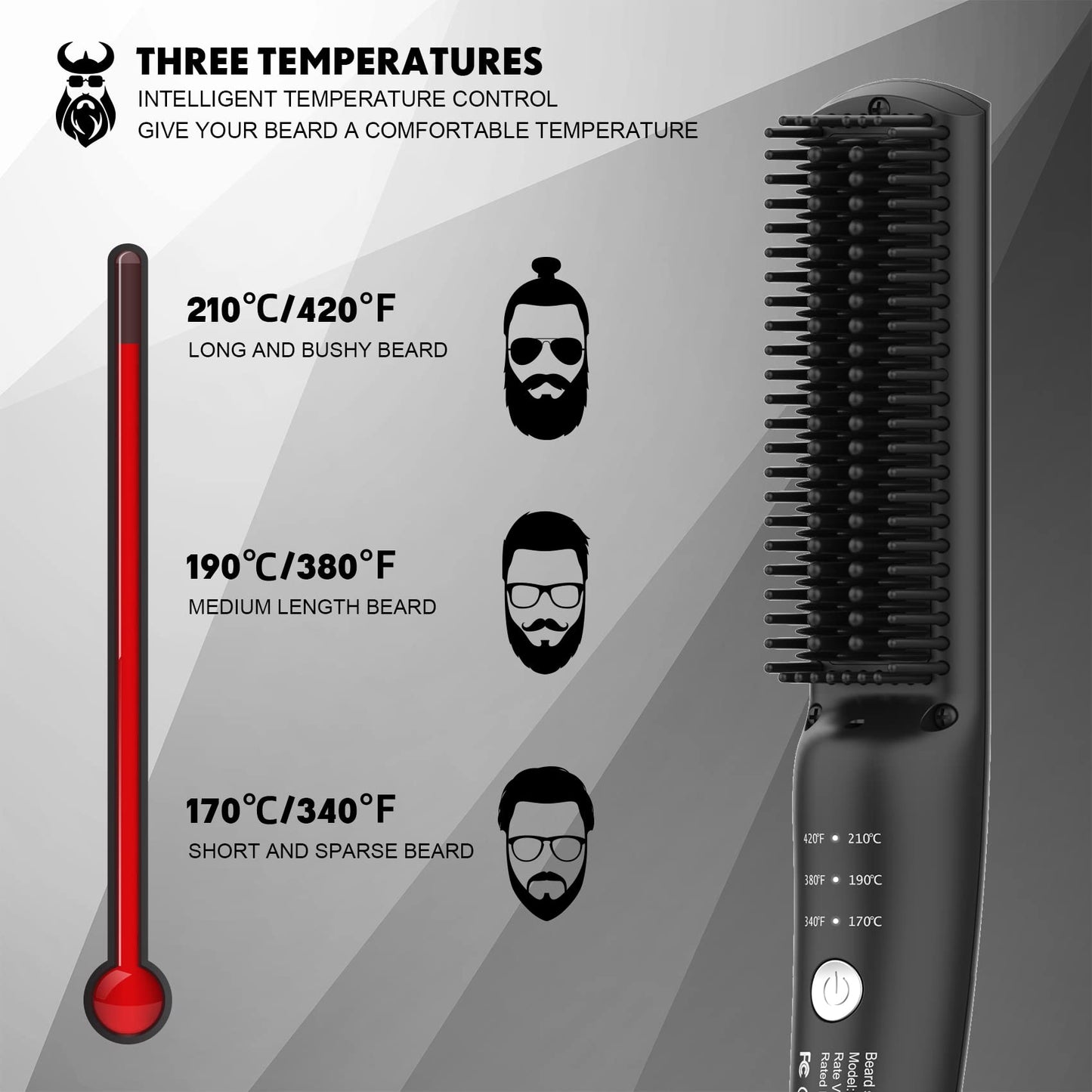 - VIKICON Beard Straightener, 30s Quick Heated Beard Brush -