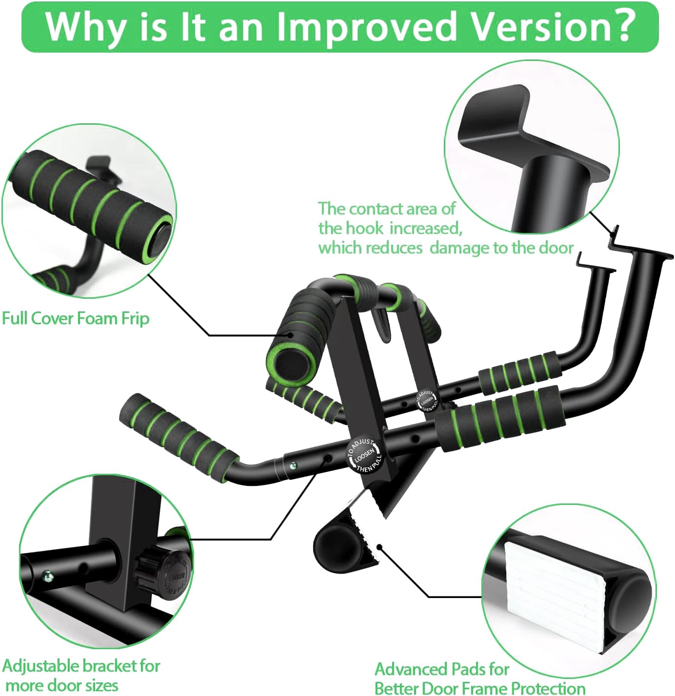 - Pull Up Bar For Doorway | Pull up bar With Enhanced Smart Hook Angled Grip -