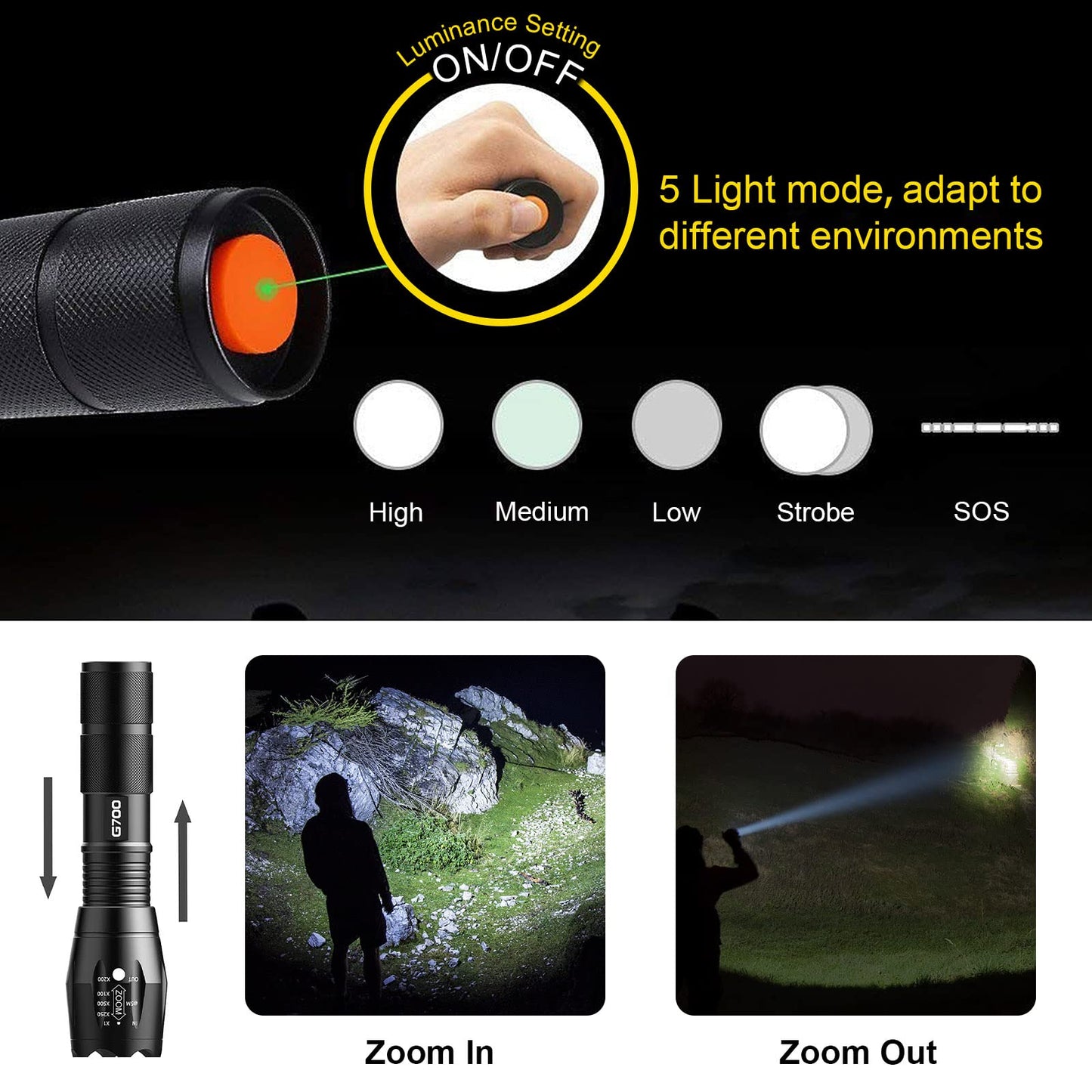 - Lumitact G700 Led Torch | Rechargeable | Super Bright Led Tactical Flashlight | 6000 Lumen -
