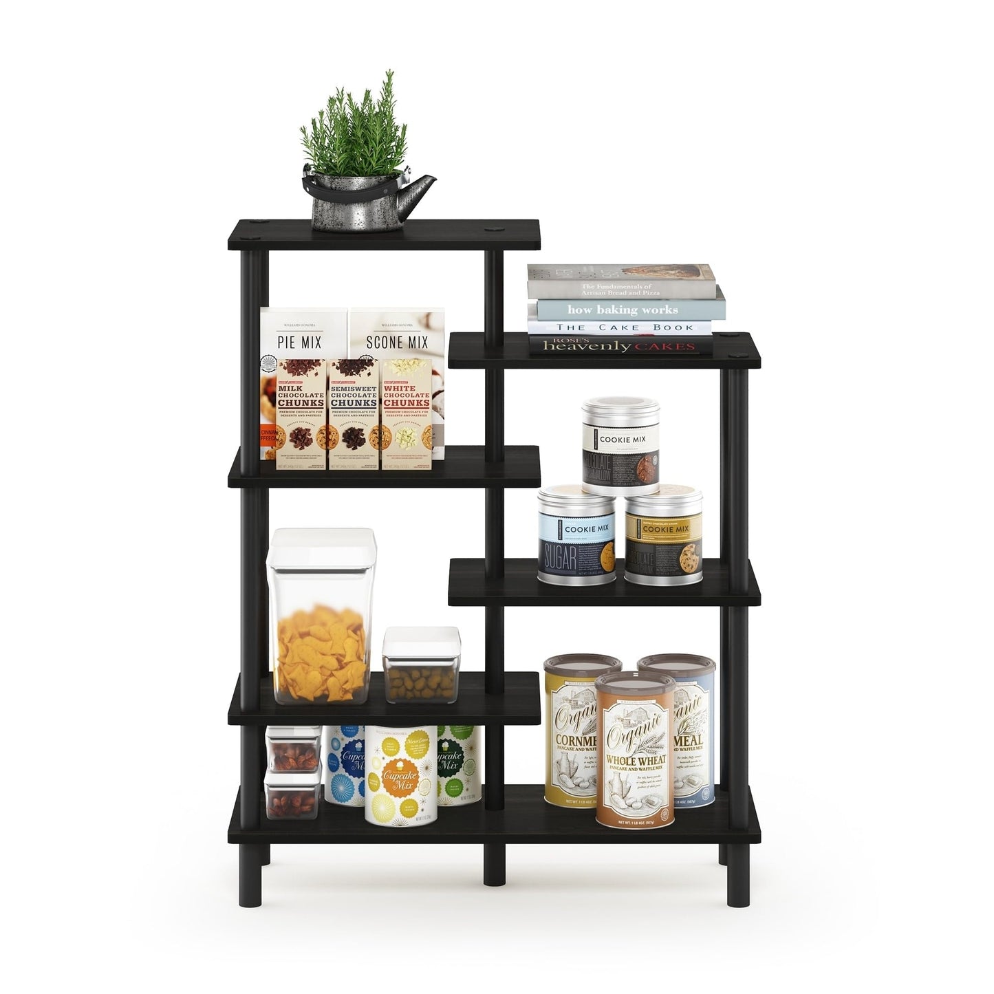 - Furinno Turn-N-Tube 6-Tier Accent Display Rack | Espresso/Black -