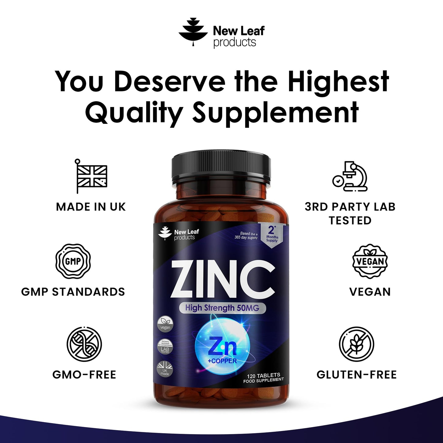 - Zinc 50mg High Strength - Zinc Tablets with Copper