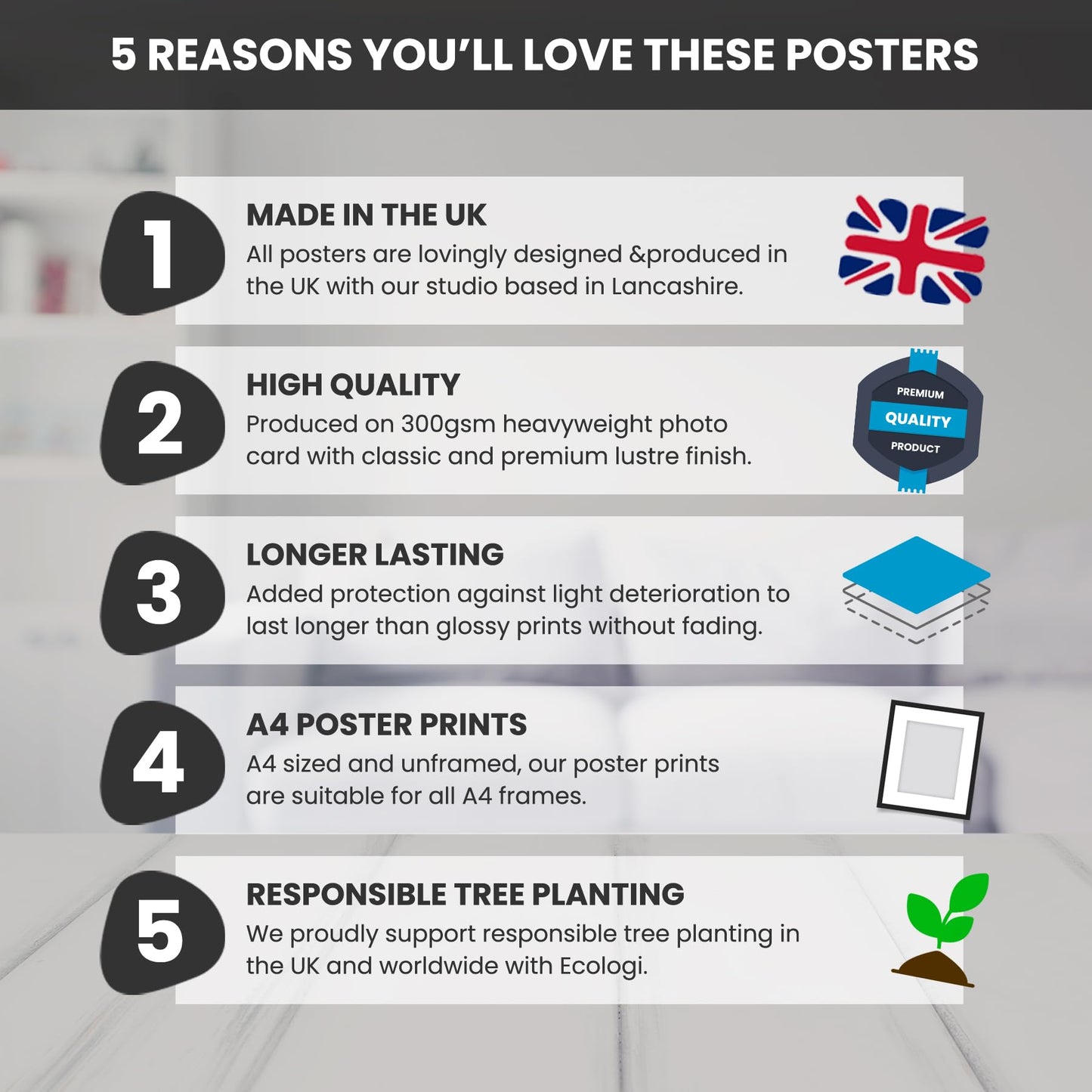 3 Motivational Posters for Walls in Home, Office or Classroom - Inspirational Positive Quotes to Believe in Yourself for Motivation Health Mood Positivity - Unframed A4 Black and White