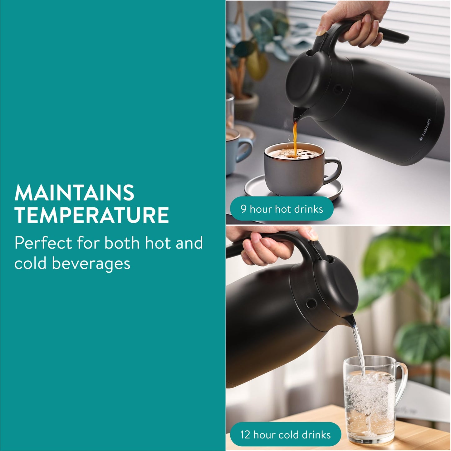 - Navaris Insulated Coffee Server | Matte Black Stainless Steel Carafe -