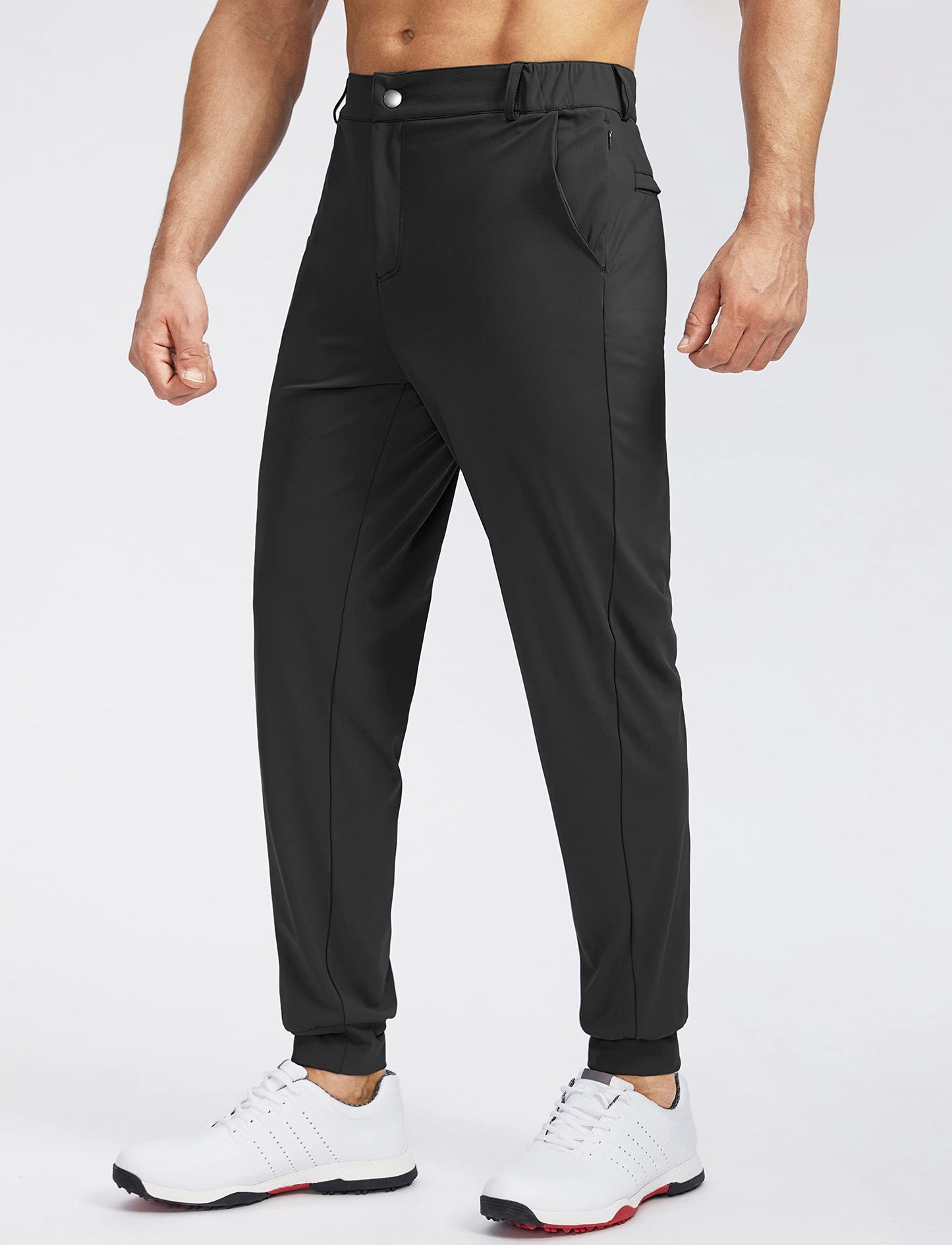 - Soothfeel | Men's Golf Joggers/Pants with 5 Pockets | Slim Fit & Stretch | Sweatpants | 01-black | Medium -