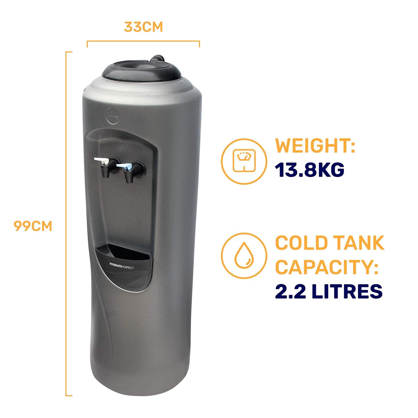 - Hydrate Direct Core Bottled Water Cooler Dispenser | Floor-Standing Water Machine, Easy to Sanitise & Maintain -