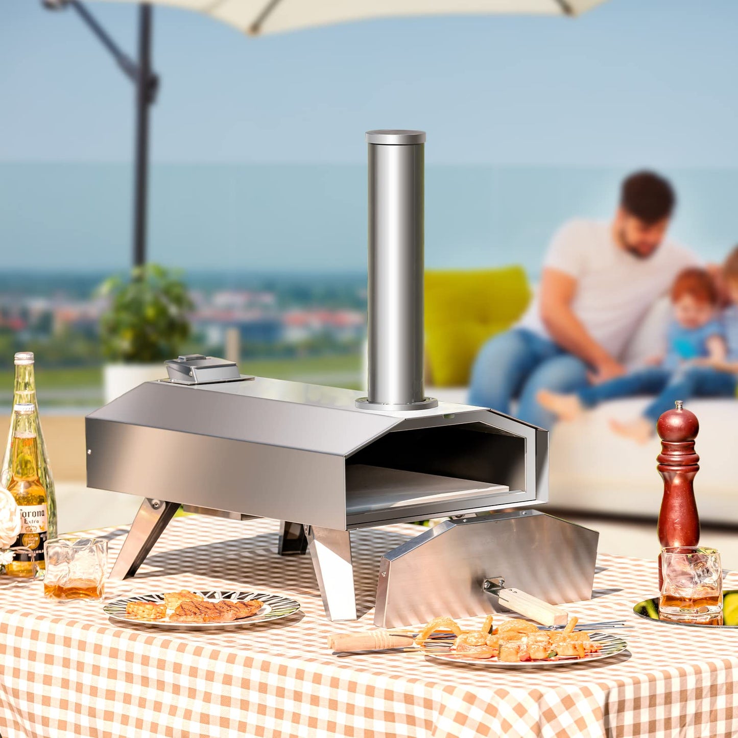 - TANGZON 12” Outdoor Pizza Oven | Multi-Fuel Stainless Steel Pizza Maker -