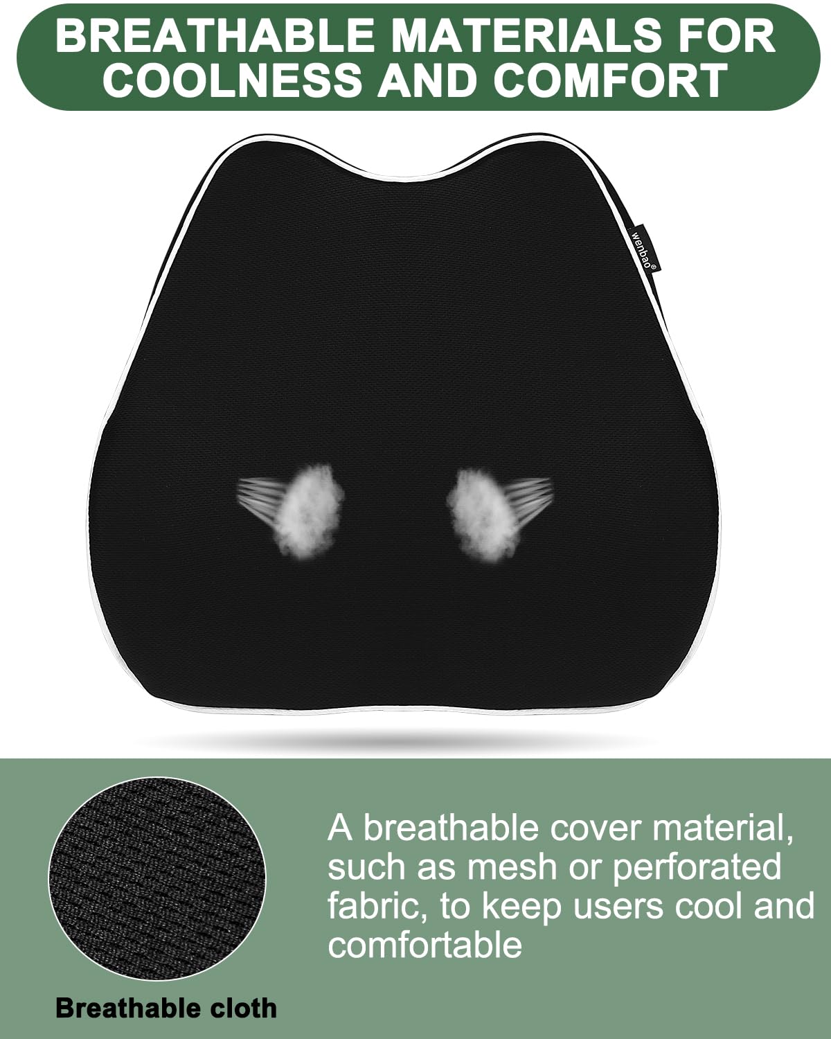 Comfort Lumbar Support Cushion, Ergonomic Memory Foam Lumbar Support for Car, Black Back Support Cushion Pillow, Breathable Car Seat Back Support for Office Chair Car Seat Prevent Lower Back Sciatica