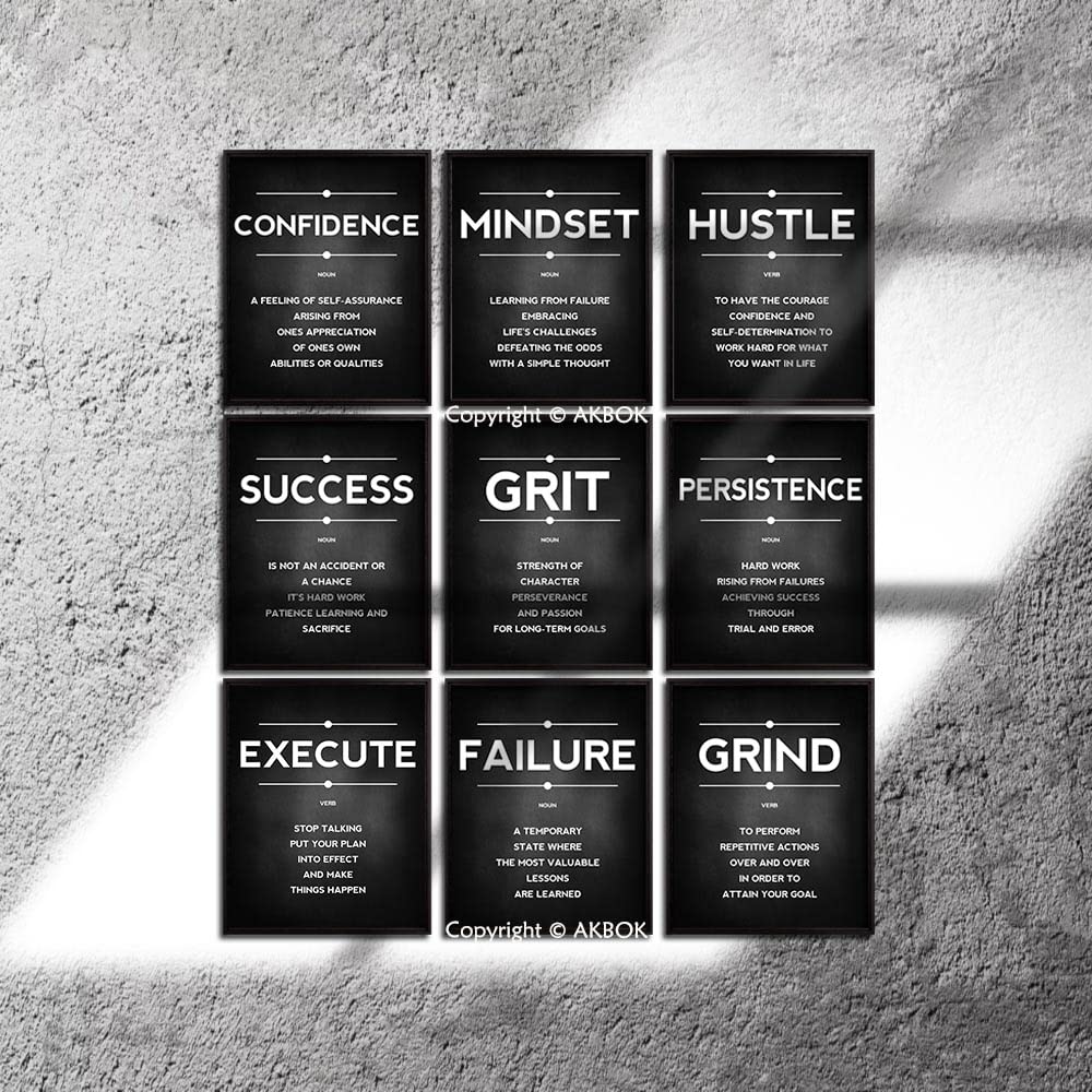 9 Pieces Inspirational Phrases Poster Motivational Sayings Quote Posters Positive Prints Wall Art Decorations for Adults Teens Home Living Room Office Unframed, 8 x 10 Inch