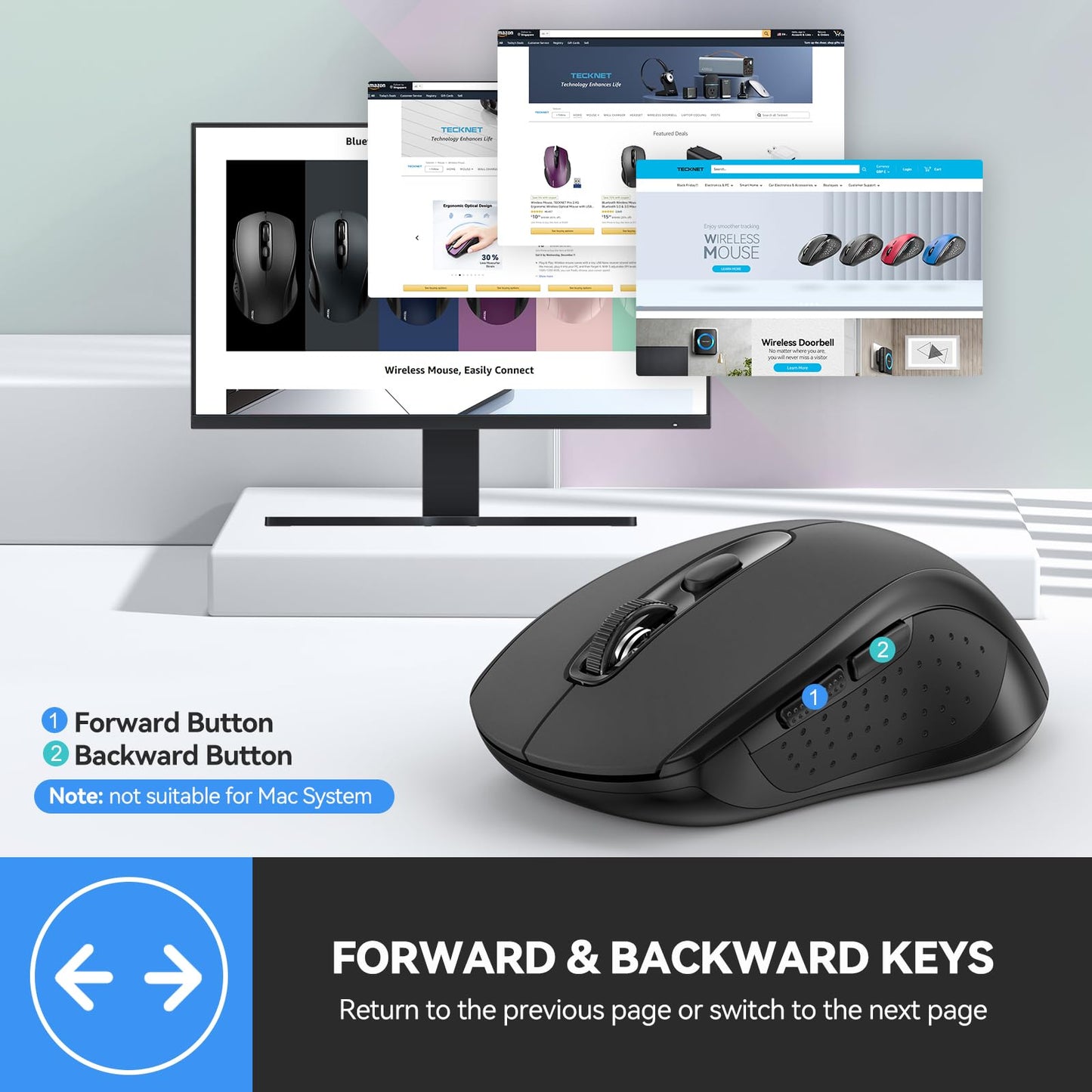- TECKNET Bluetooth Mouse | Multi-Device Wireless Mouse | Bluetooth -