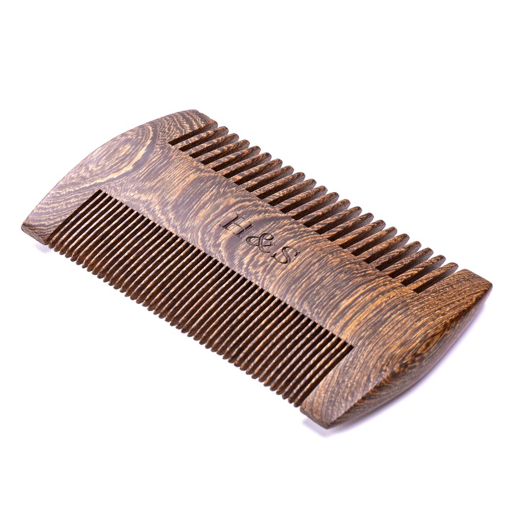 - H&S Wooden Beard Comb Anti Static Moustache Pocket Comb -
