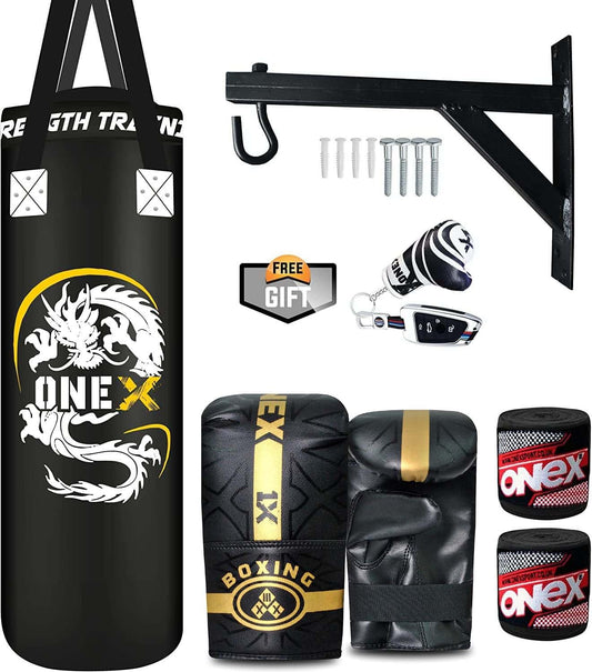 - Heavy Punch Bag Boxing Training | Filled 3ft Heavy Duty set | Wall Bracket Punching Gloves -