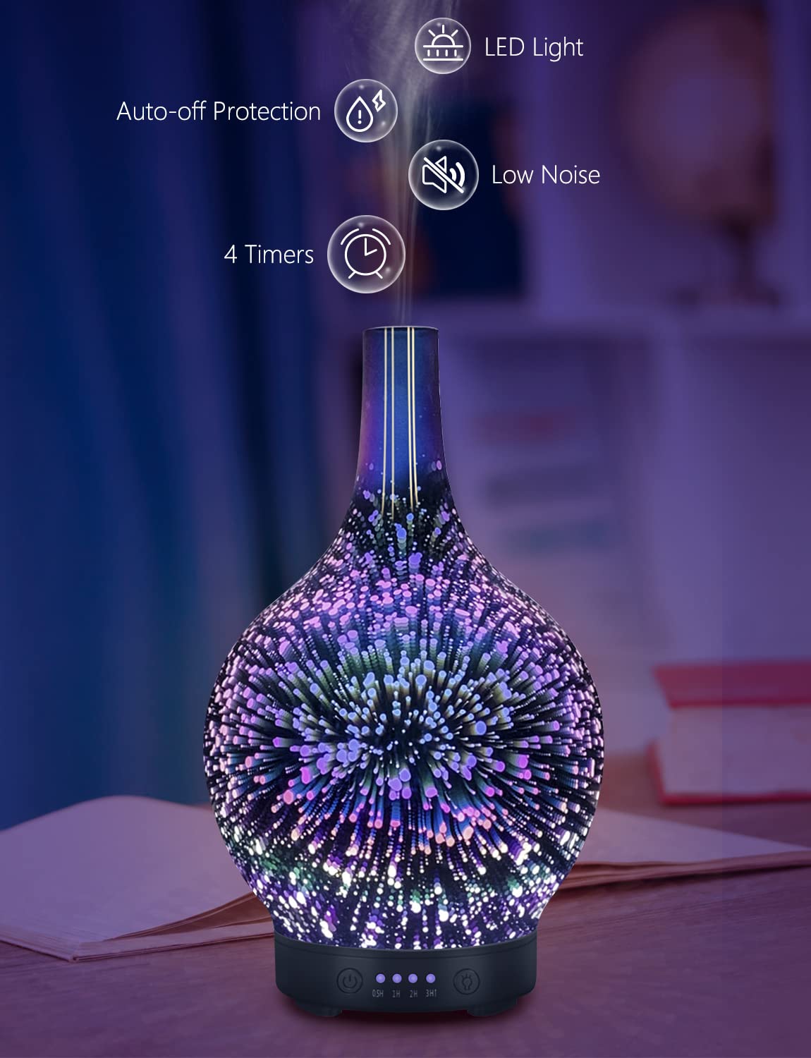 - Essential Oil Diffuser | Glass Aromatherapy | Electric Ultrasonic Cool Mist | Aroma Diffuser Scented Oil -