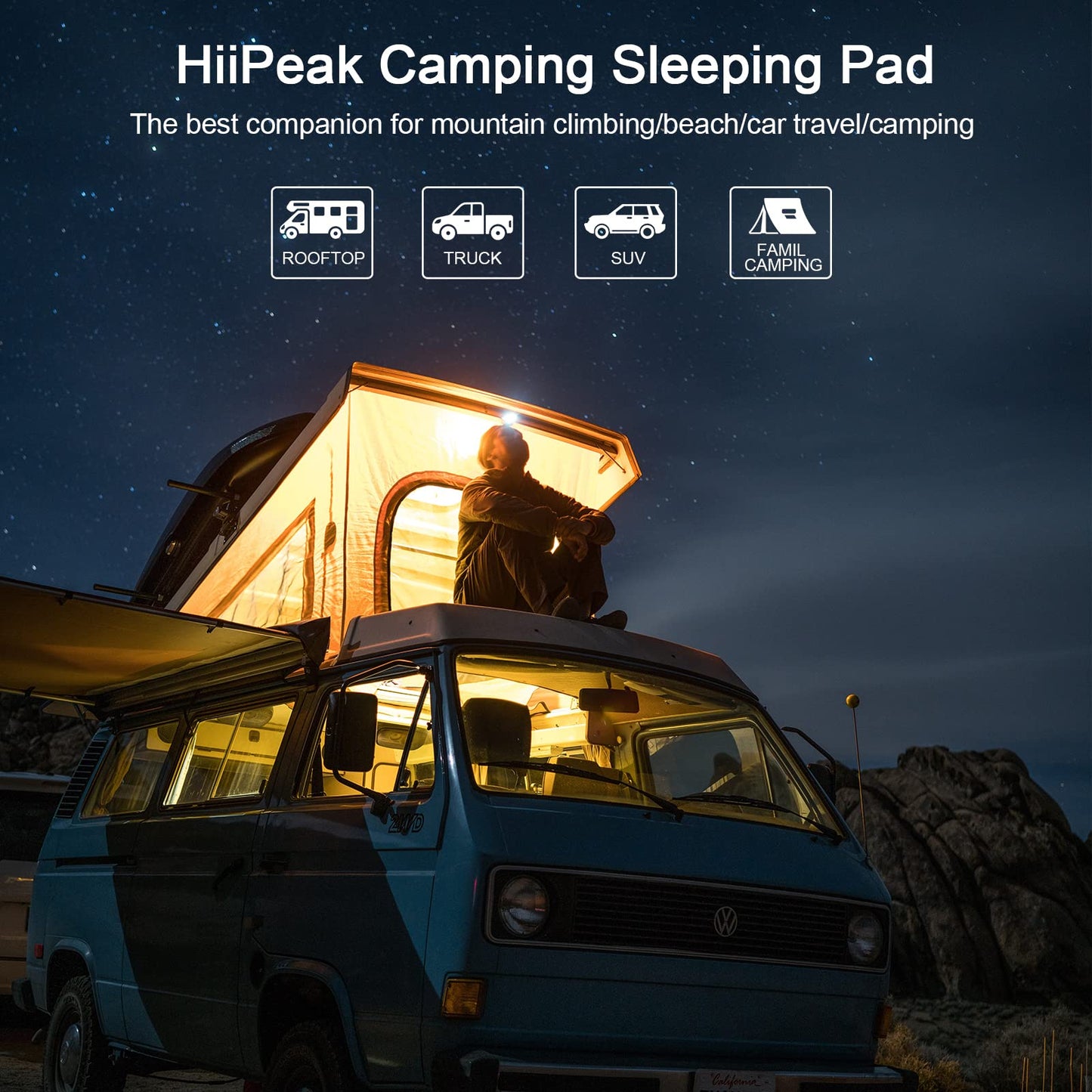 - HiiPeak Double Sleeping Pad With Foot Pump & Pillow | Self Inflating Camping Air Mat for 2 Person -