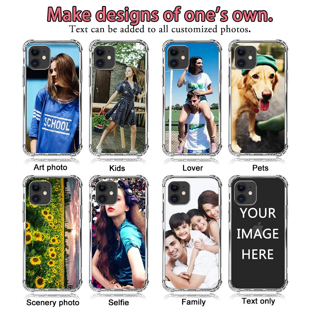 AnNengJing Personalised Photo Phone case for iPhone 11 6.1" Custom Soft TPU Clear Shock Absorbing Cover for iPhone 11 6.1" - Design Your Own iPhone Case with Image Text and Logo