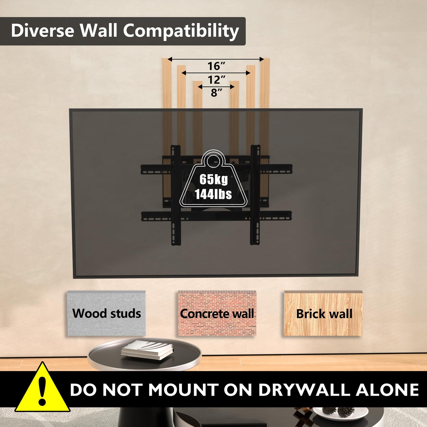 BONTEC TV Wall Bracket for 37-80 inch LED LCD Flat & Curved Screen, Swivel Tilt TV Wall Mount Full Motion, Heavy Duty Strong Solid Dual Arms up to 65KG, Max VESA 600x400mm, with HDMI Cable