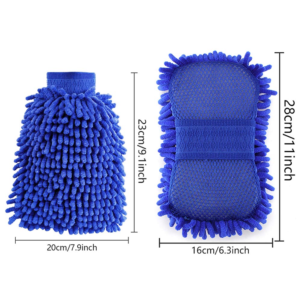 - SteelFever Set of 2 Car Wash Cleaning Kit | Microfiber Chenille Cleaning Sponge -
