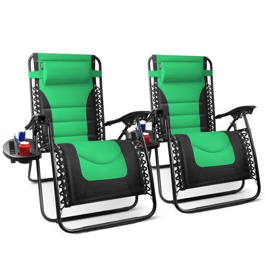 - KEPLIN Set of 2 XXL Premium Heavy Duty Textoline Zero Gravity Chairs | Luxurious Garden Recliners | Adjustable Headrest -