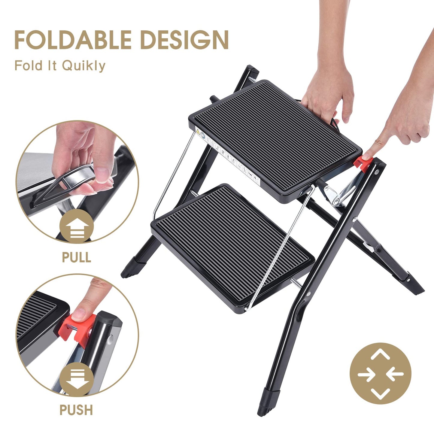 - KINGRACK Step Ladder |  2 Step Portable Ladder With Large Platform -