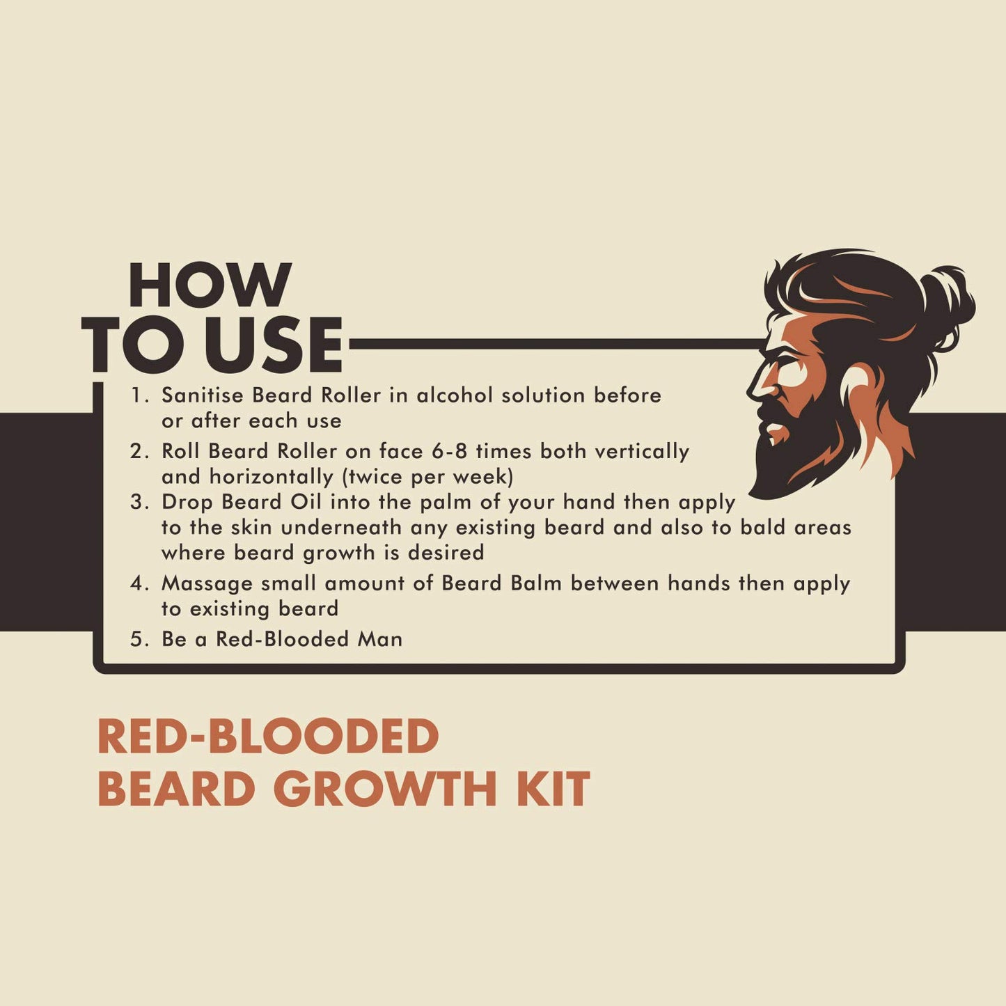 - Red-Blooded Beard Growth Kit | Beard Roller + Beard Oil + Beard Balm -
