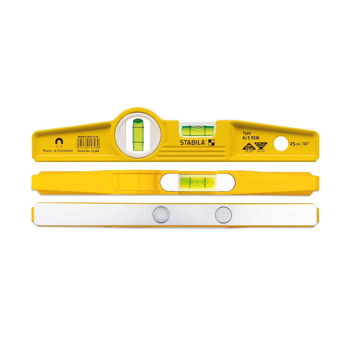 - Stabila Type81SREM 25cm/10-inch | Rare Earth Magnetic Spirit Level with Holster| Yellow/Black -