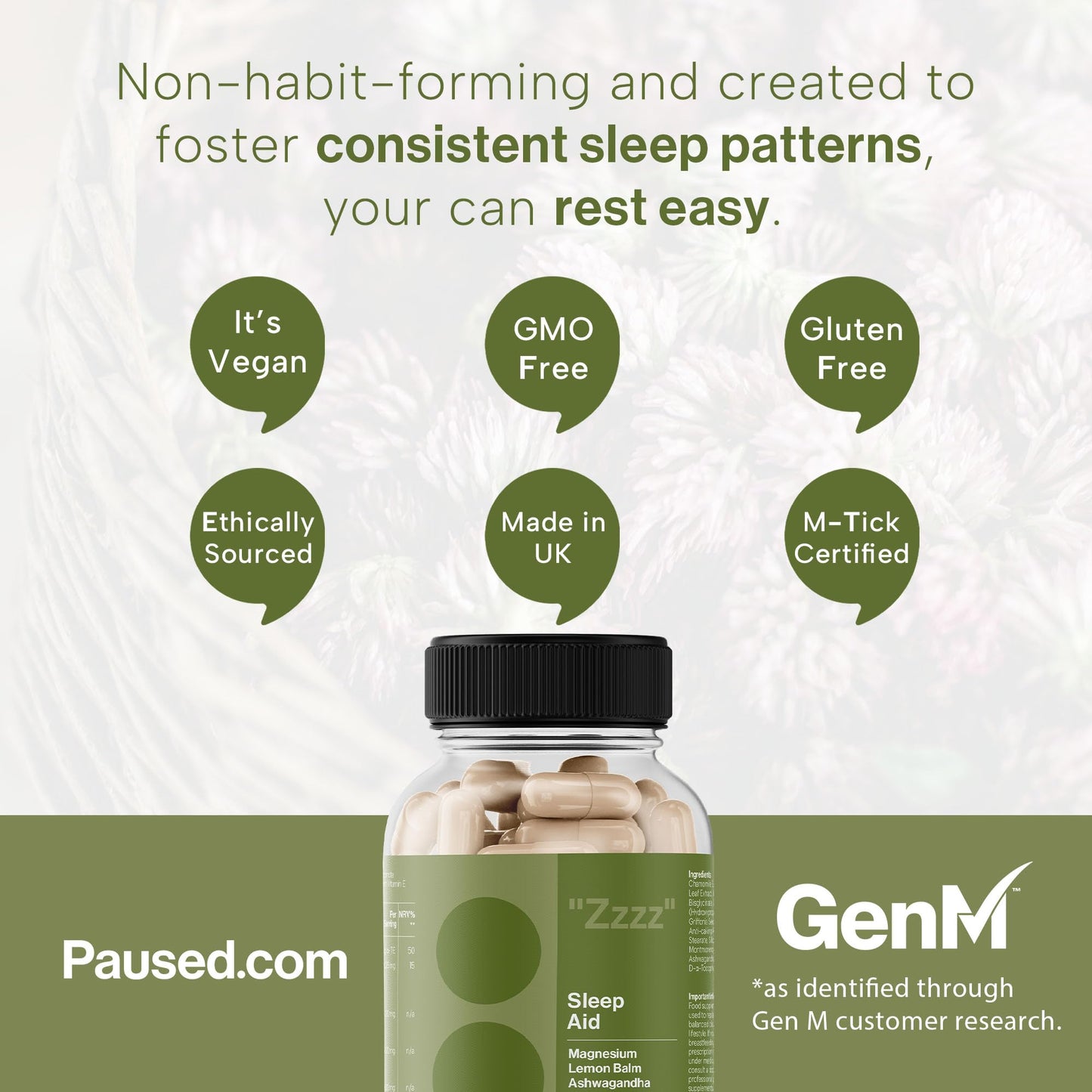 - Paused Sleep Aid Supplement - 60 Capsules | 1 Month Supply Sleep Support | Vegan & Gluten-Free -