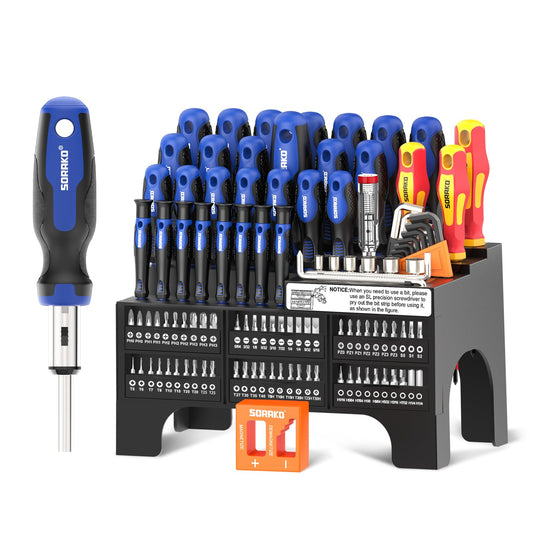 - SORAKO 118Pcs Screwdriver Set Magnetic | Including Ratchet Screwdriver -