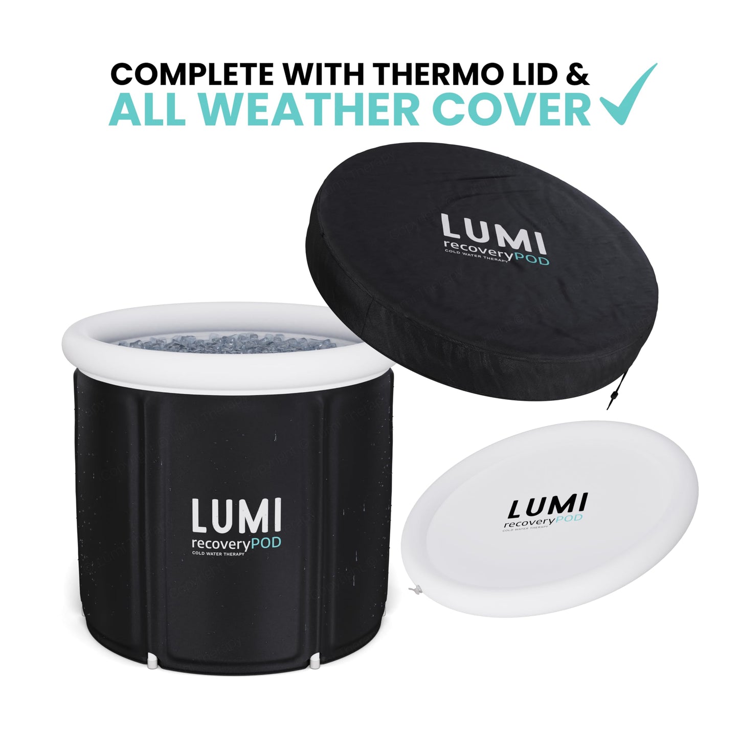 - Lumi Therapy Ice Bath Pod | 320 Litre Cold Water Plunge | 3X Thermal Insulated Layers | UFO Insulated Lid | Includes All Weather Cover -