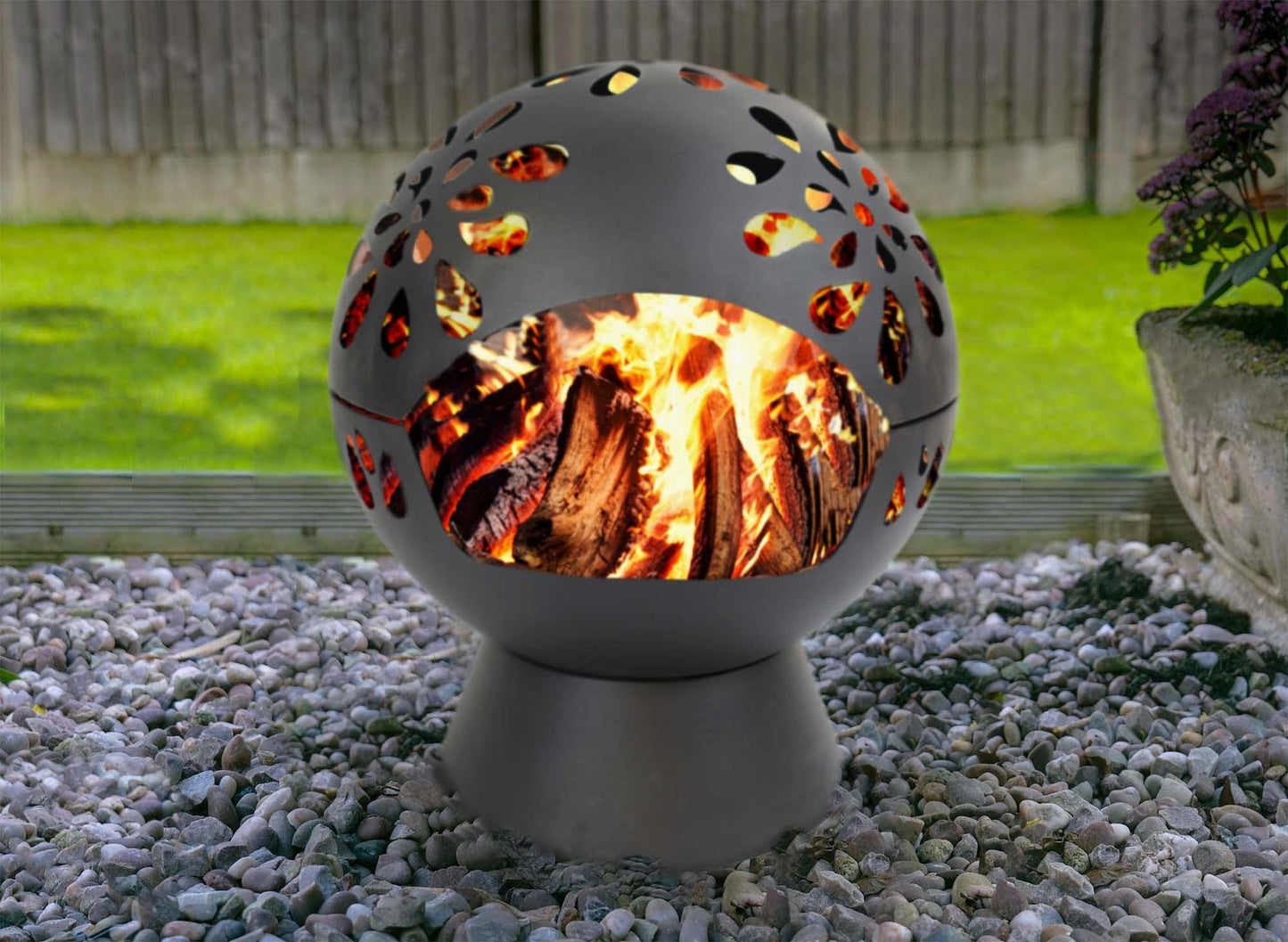 - GardenCo Globe Fire Pit | Large 60cm Outdoor Round Firepit for Garden and Patio -