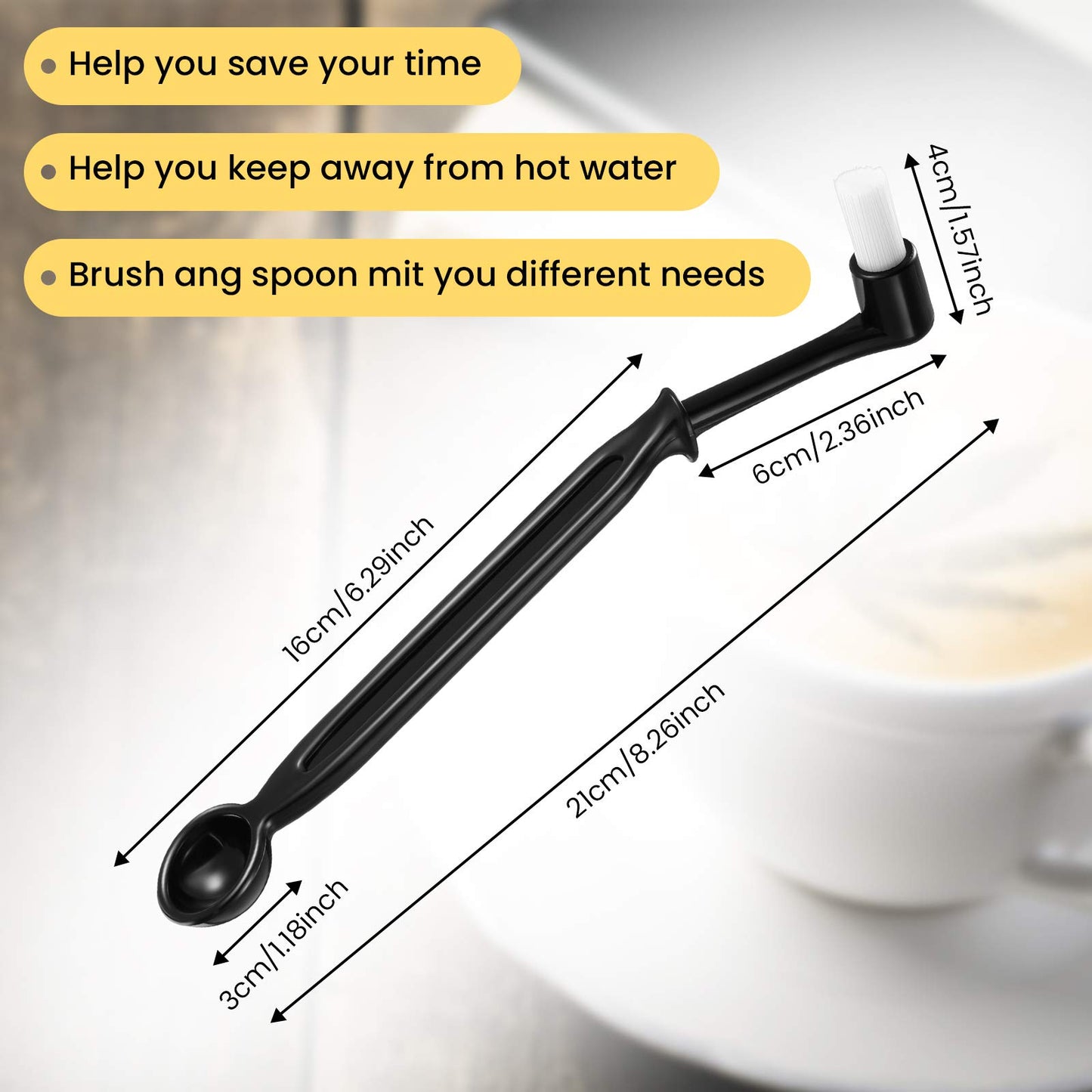 6 Pieces Coffee Machine Cleaning Brush Set Machine Cleaning Brush Tool with Spoon, Coffee Grinder Cleaning Brush, Wood Handle and Soft Bristles Wood Brush for Coffee Machine Group Head