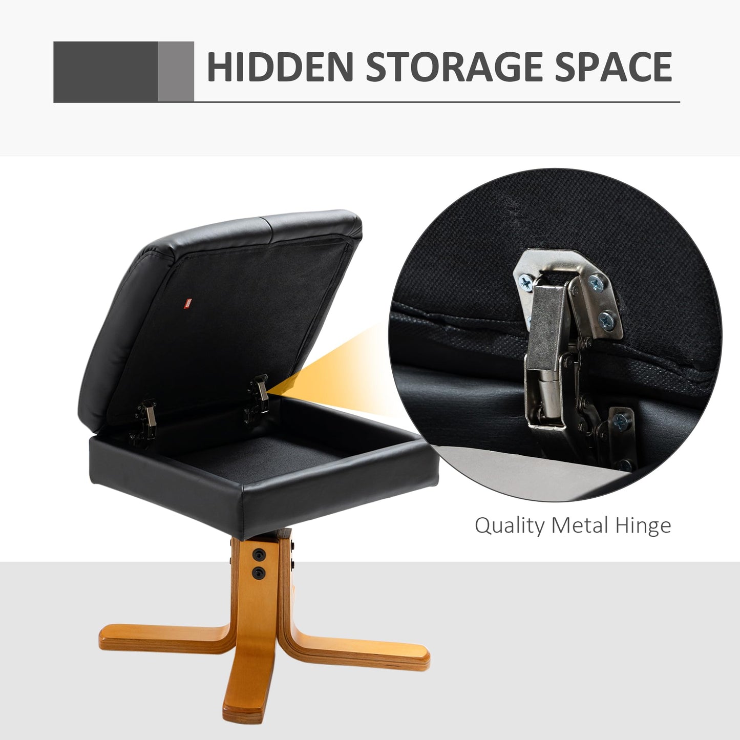 - HOMCOM Faux Leather Swivel Recliner Chair | Footstool | Wooden Base -