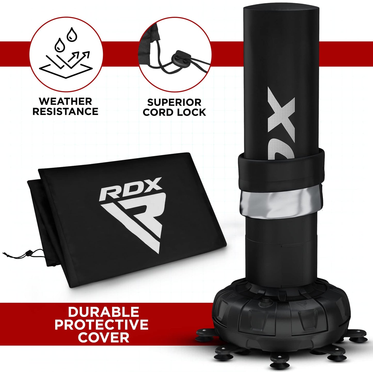 - RDX XXL 150KG 6ft Free Standing Punch Bag | Gloves & Cover | Heavy Pedestal Bag -