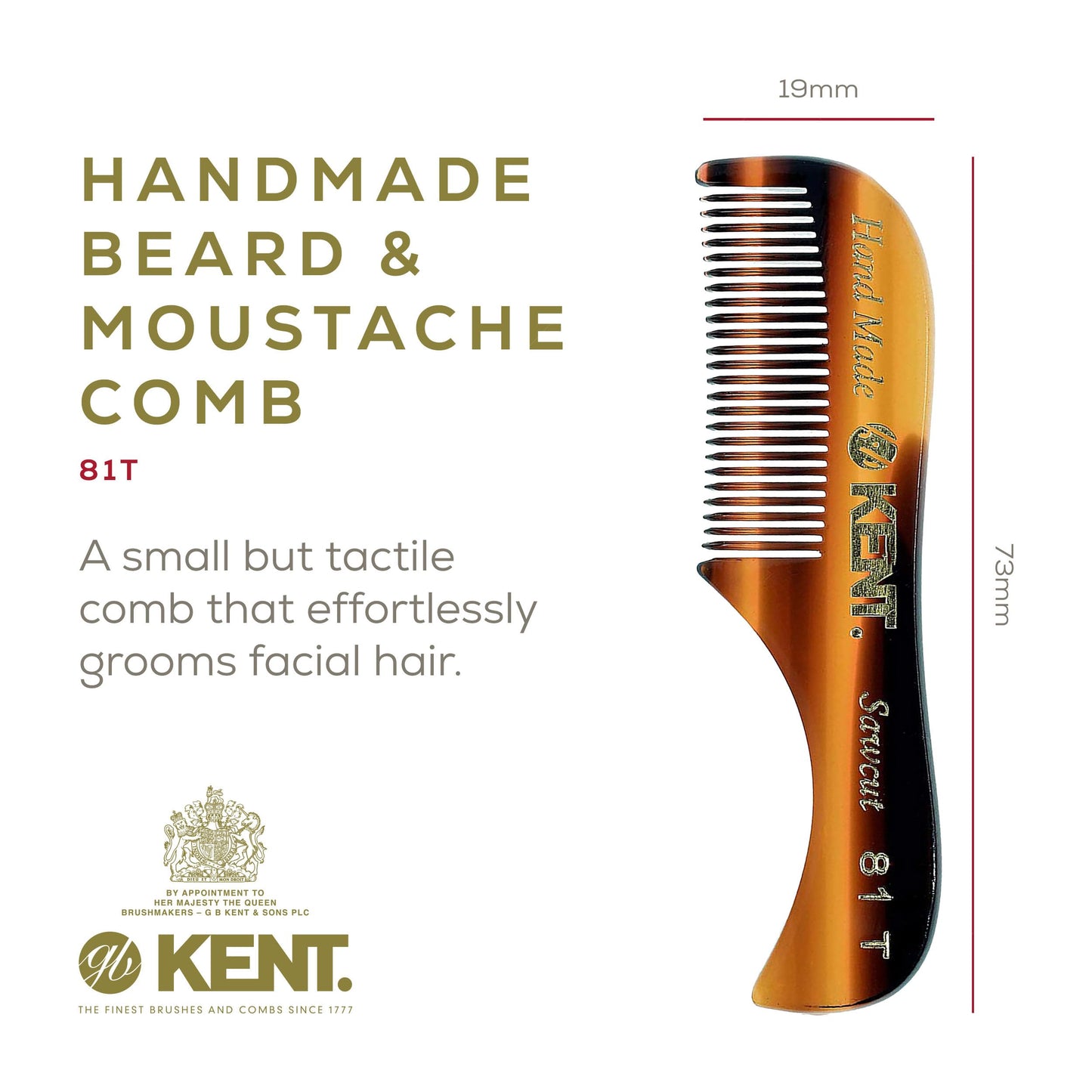- Kent Handmade Fine Toothed Moustache and Beard Comb -
