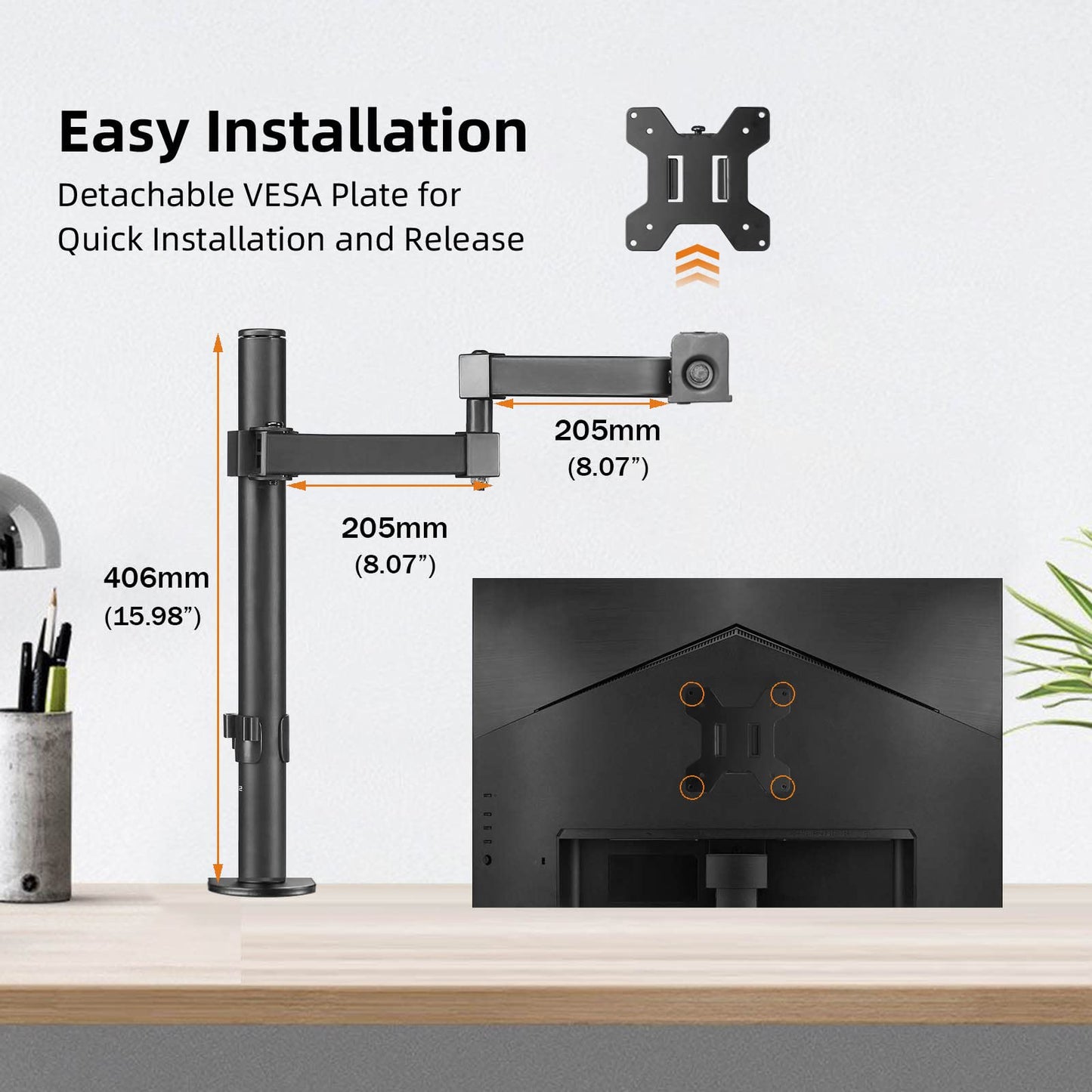- Single Monitor Arm Desk Mount | Max. Load 10kg | Adjustable Mount | Tilt Swivel Rotation -