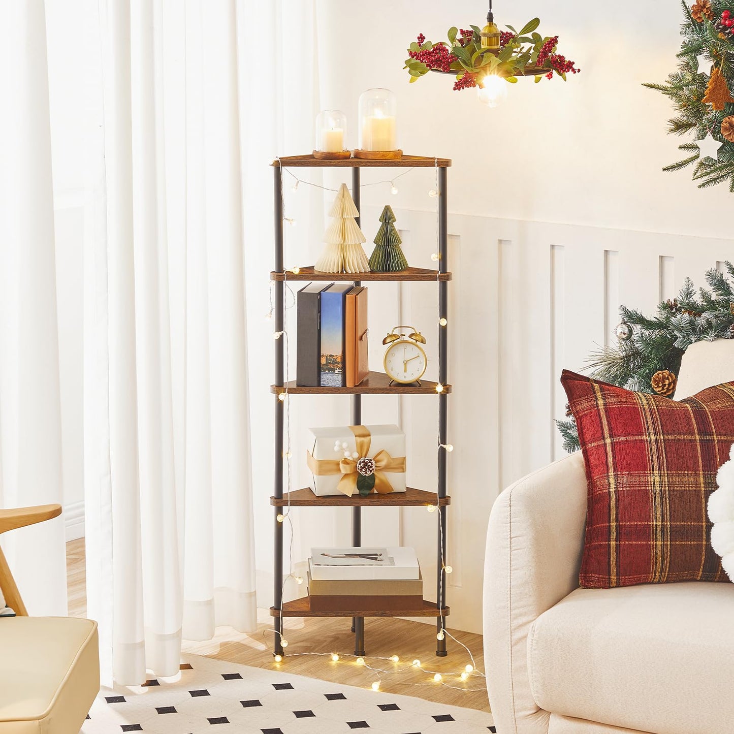 - HOOBRO Corner Shelf | Storage Shelving Unit | Corner Bookcase | 5-Tier Freestanding Bookcase -