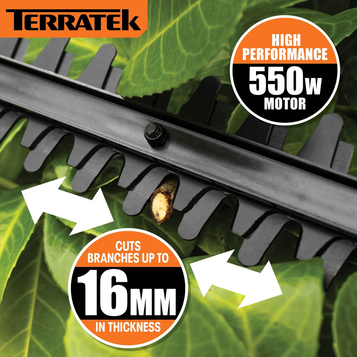 - Terratek Corded Extendable Pole Hedge Trimmer |  550W 2.5M | Telescopic Hedge Trimmer -