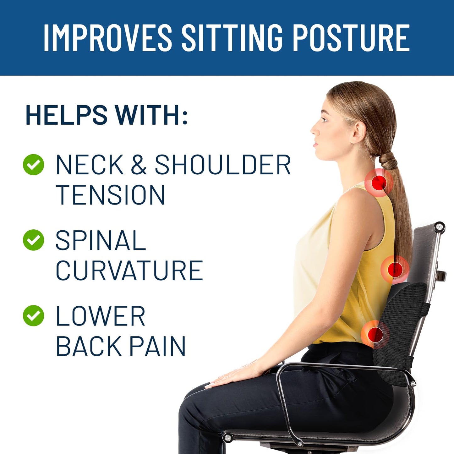 - Everlasting Comfort Memory Foam Lumbar Support Cushion | Dual Adjustable Straps -