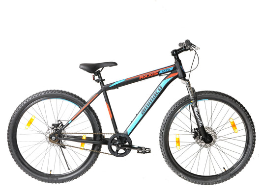 Ammaco Axxis Single Speed Bike Mens Mountain Bike 650b 27.5" Wheel MTB Disc Brakes Front Suspension 19" Frame Black/Blue/Red
