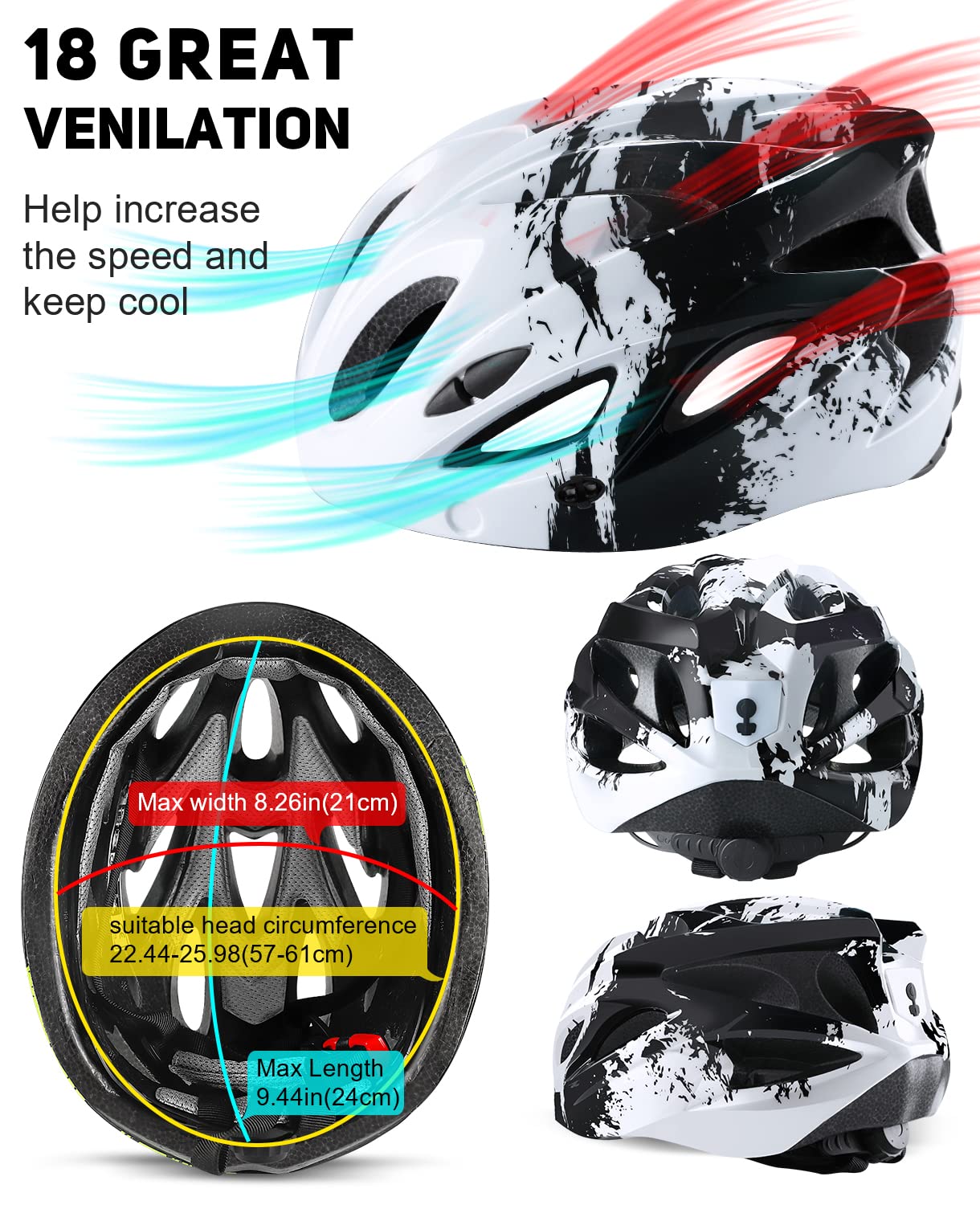 - RaMokey Bike Helmet | Lightweight Cycle Helmet | LED Light Magnetic Goggle Sun Visor -