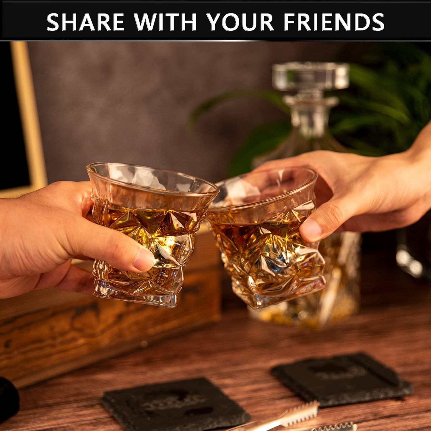 - Whiskey Stones Whiskey Gift Sets for Men Whisky Glasses Set 2 Reusable Stainless Steel