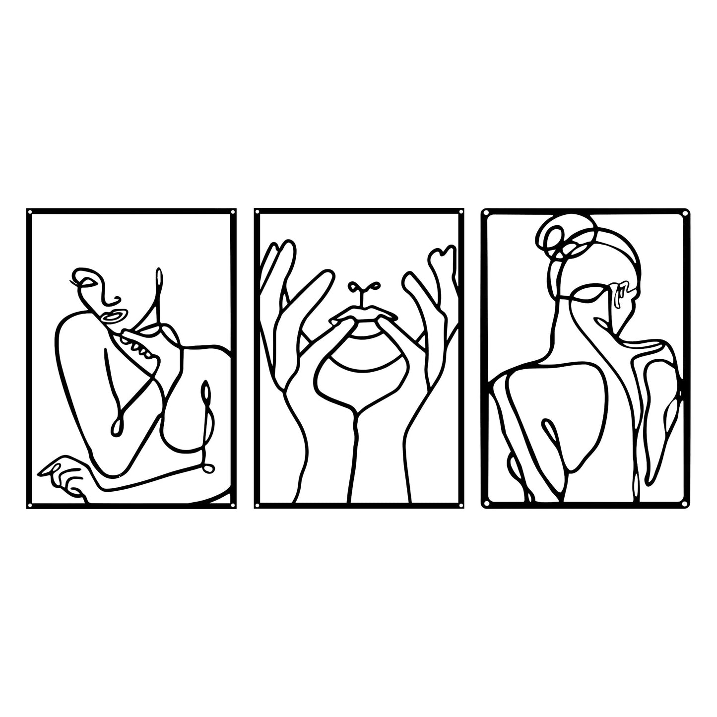 - Jiusely 3 Pieces Metal Wall Art Decor | Black Minimalist Abstract Woman Wall Art -