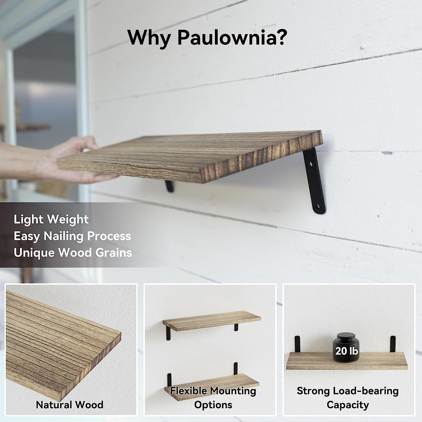 - Mardili Shelves Wood Wall Mounted Shelf | Rustic Shelves Set of 8 -