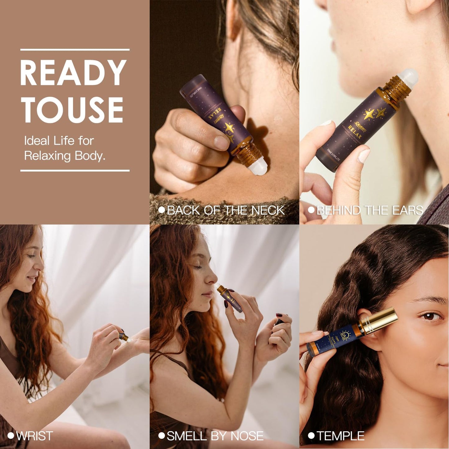 - SALUBRITO Essential Oil Roll On Set | 6x10ml Aromatherapy Oil Roller Ball with Lavender | Relaxation Gift for Women -