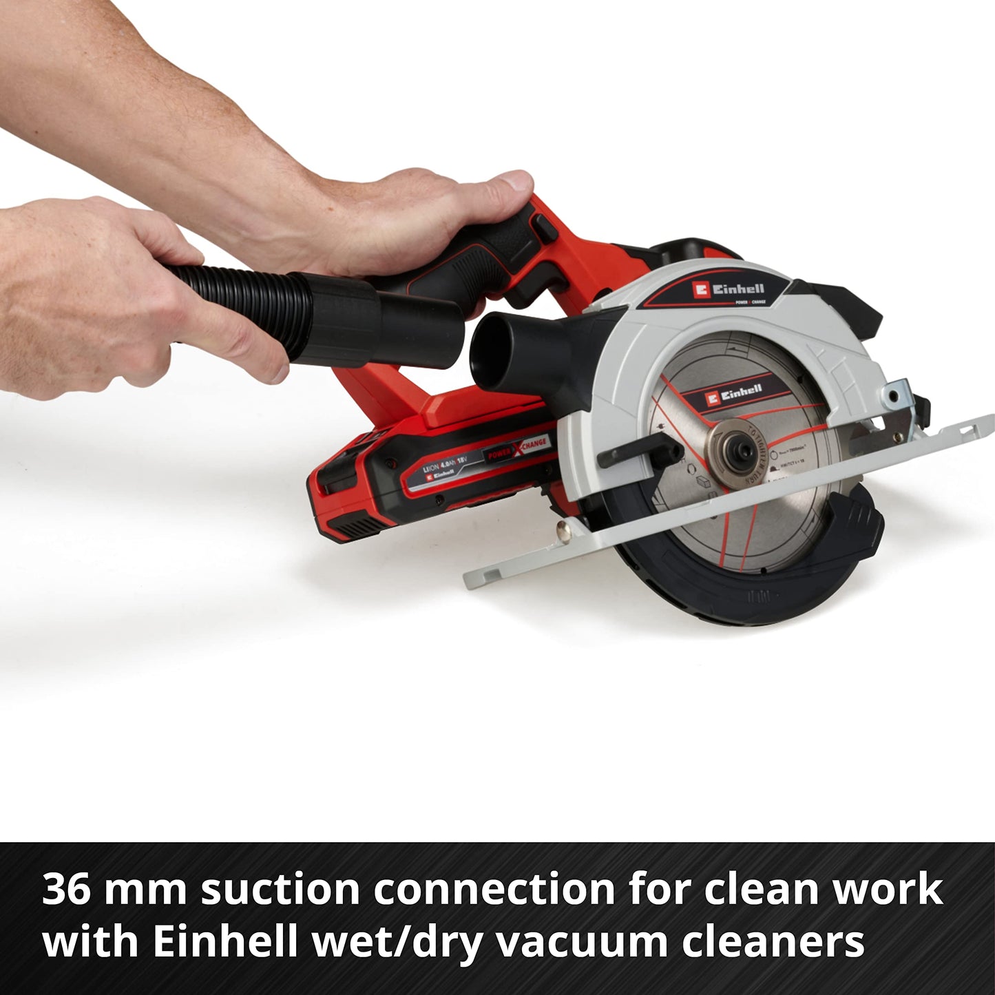- Einhell Power X-Change 165mm Cordless Circular Saw | 18V Rotary Wood Saw | Tool-Free Adjustment | LED | Dust Extraction | TE-CS 18/165-1 Li Solo Electric Saw | (Battery Not Included) -